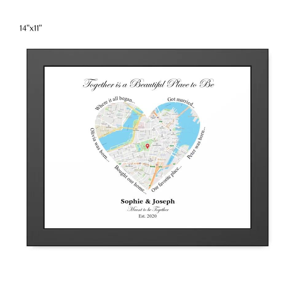 Custom Heart Shaped Single Location Map - ARTFULANE