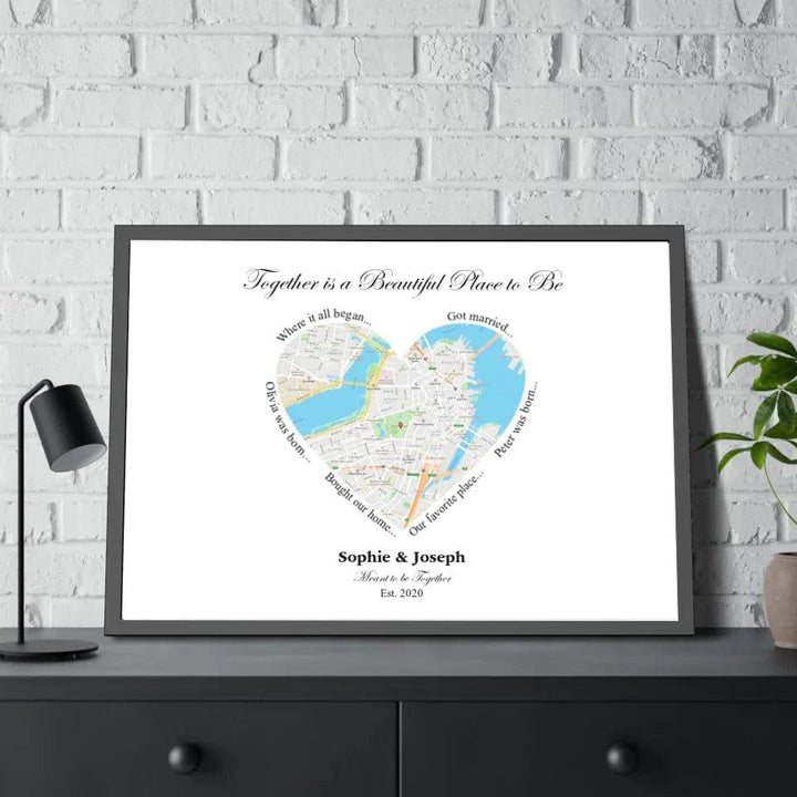 Custom Heart Shaped Single Location Map - ARTFULANE