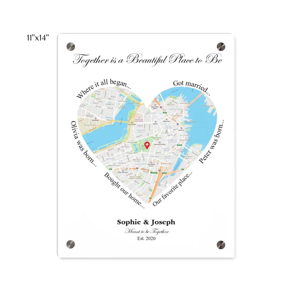 Custom Heart Shaped Single Location Map - ARTFULANE