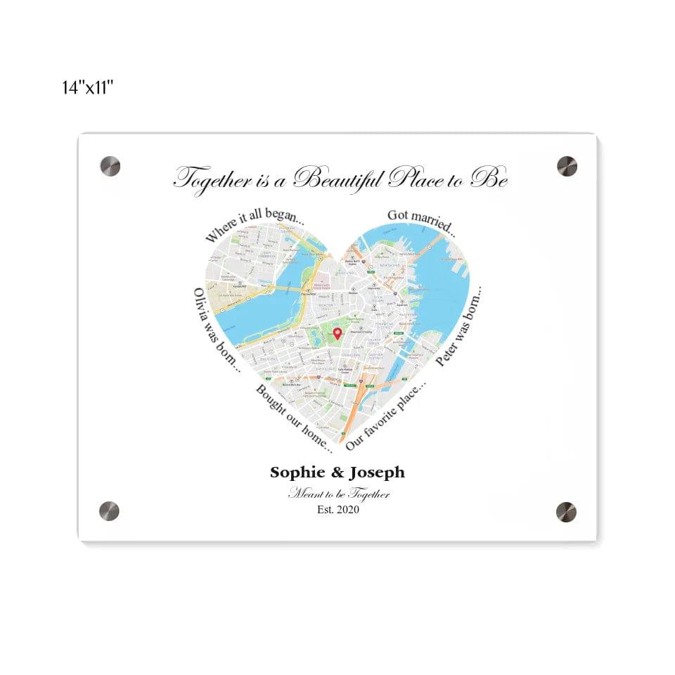 Custom Heart Shaped Single Location Map - ARTFULANE