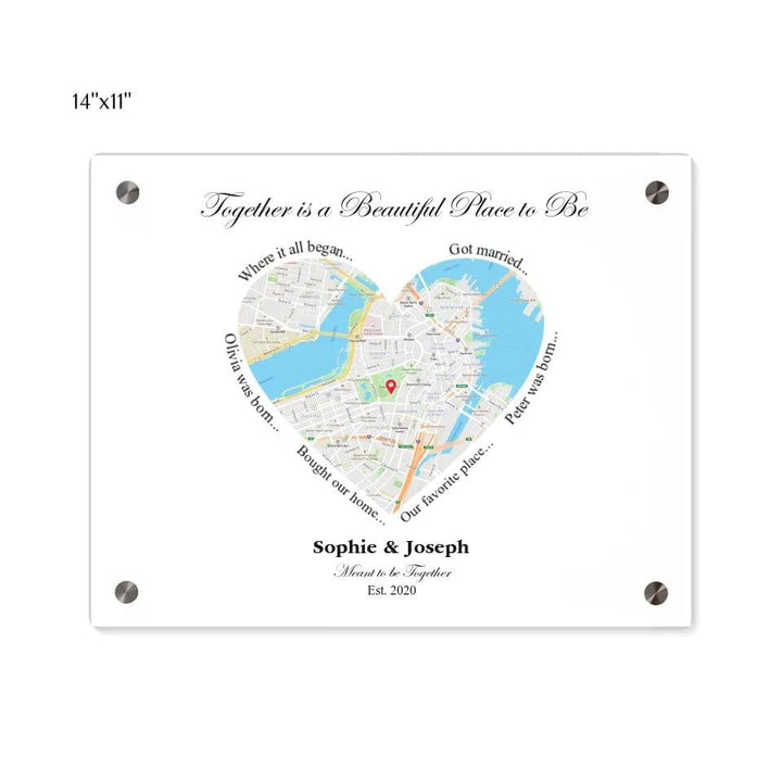 Custom Heart Shaped Single Location Map - ARTFULANE