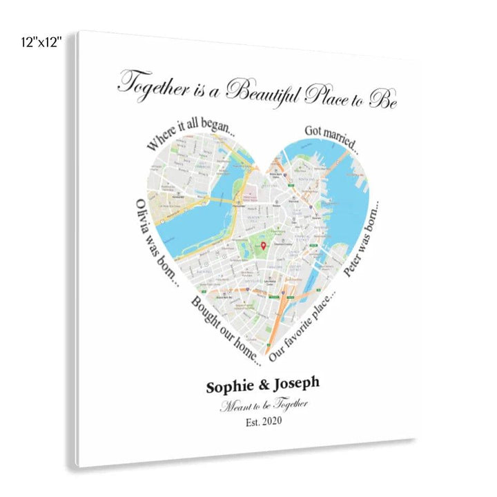 Custom Heart Shaped Single Location Map - ARTFULANE