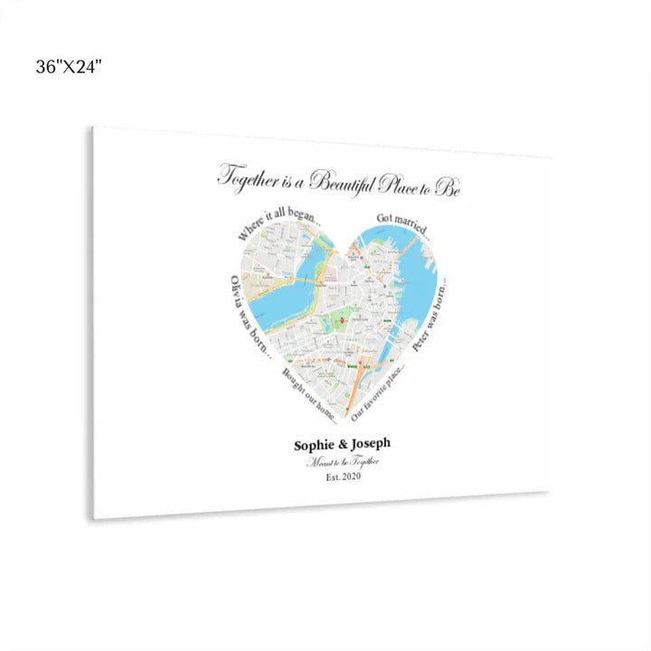 Custom Heart Shaped Single Location Map - ARTFULANE