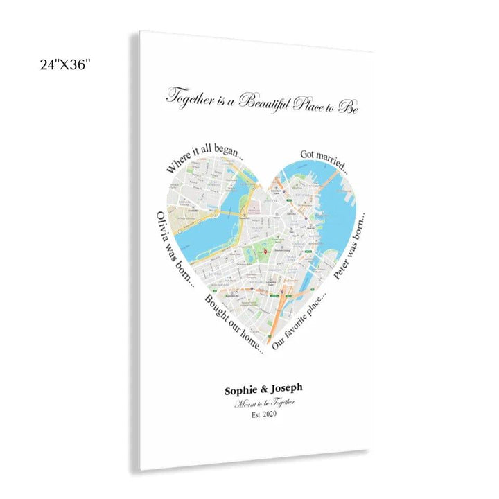 Custom Heart Shaped Single Location Map - ARTFULANE