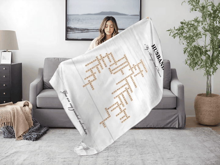 Custom Husband Word Tile Blanket - ARTFULANE