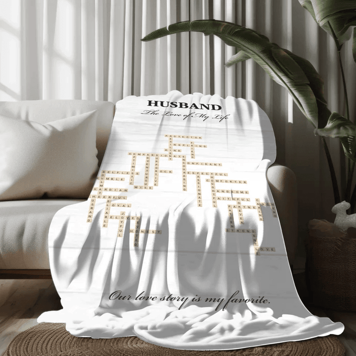 Custom Husband Word Tile Blanket - ARTFULANE